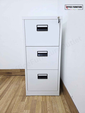 White Metal 3 Drawer Filing Cabinet (ST56)
