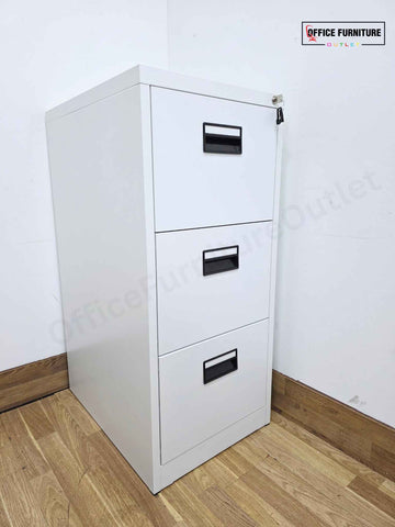 White Metal 3 Drawer Filing Cabinet (ST56)