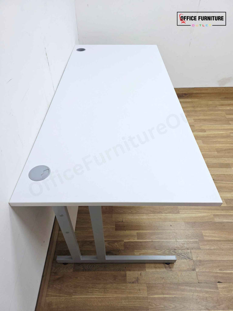 White Office Desk with Attached Pedestal (180x80cm)