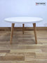 White Round Coffee Table with Wooden Legs