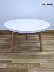 White Round Coffee Table with Wooden Legs