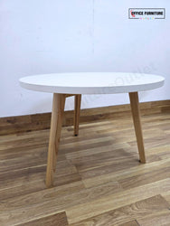 White Round Coffee Table with Wooden Legs