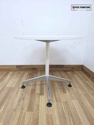 White Round Meeting Table – 80cm Diameter (2-Person Setup) (RT03)