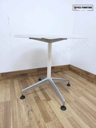 White Round Meeting Table – 80cm Diameter (2-Person Setup) (RT03)