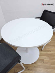 White Round Meeting Table with 2 Gresham SJX Chairs (RT07)