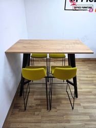Workstories Hub Poseur High Bar Table with 4 Narbutas Mustard Yellow Bar Stools