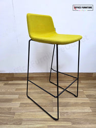 Workstories Hub Poseur High Bar Table with 4 Narbutas Mustard Yellow Bar Stools