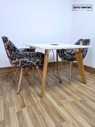 Workstories Hub Square Meeting Table with 2 Beige Retro Profim Chairs