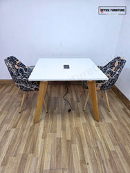 Workstories Hub Square Meeting Table with 2 Beige Retro Profim Chairs