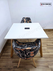 Workstories Hub Square Meeting Table with 2 Beige Retro Profim Chairs