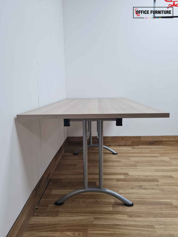 Beech Straight Table With Folding Legs