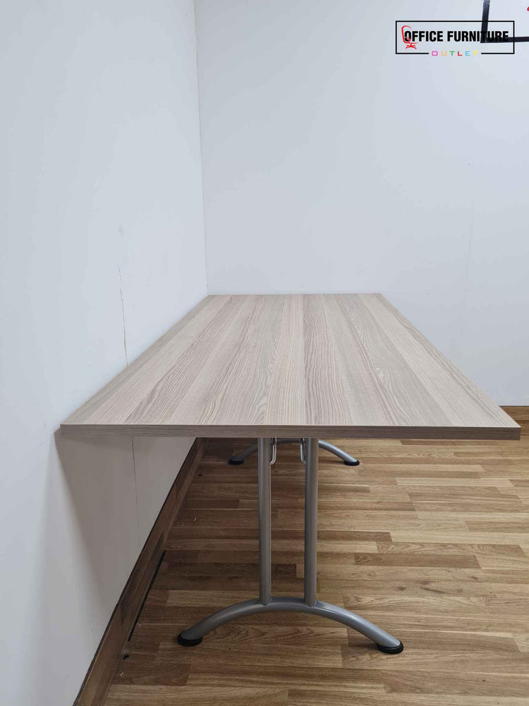 Grey Oak Table With Folding Legs (160cm X 80cm)