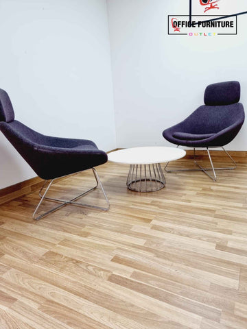 Allermuir Set of 2 Mauve Lounge Chairs with Boss Design Table waiting room meeting room reception