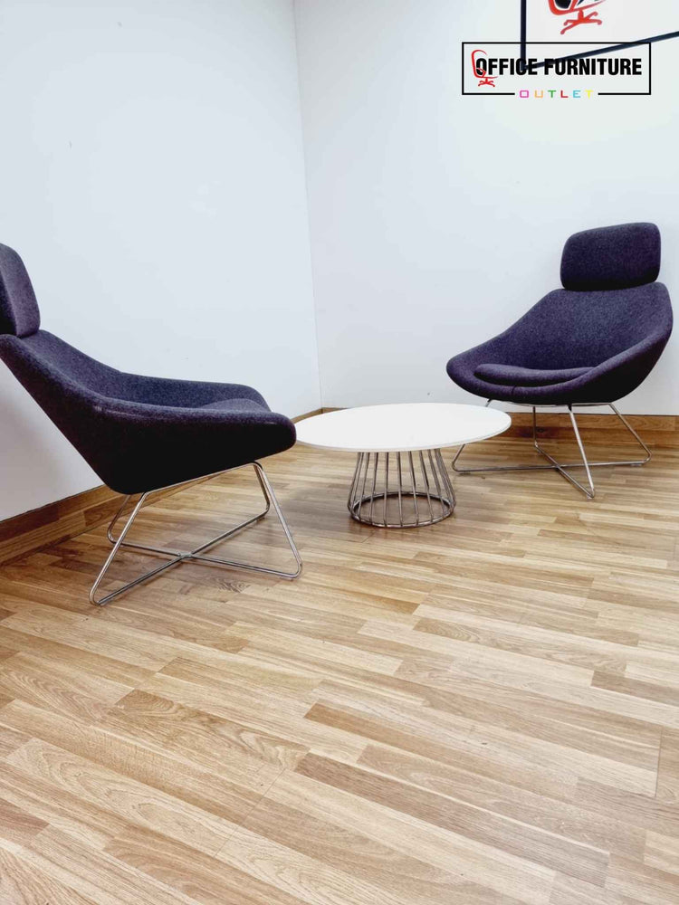 Allermuir Set of 2 Mauve Lounge Chairs with Boss Design Table waiting room meeting room reception