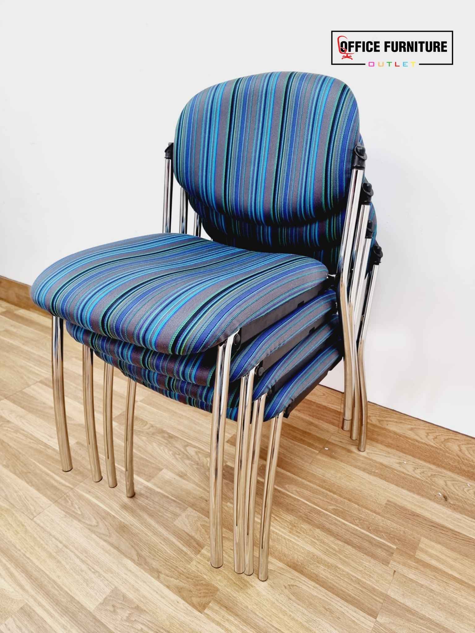 Blue Striped Stacking Chairs