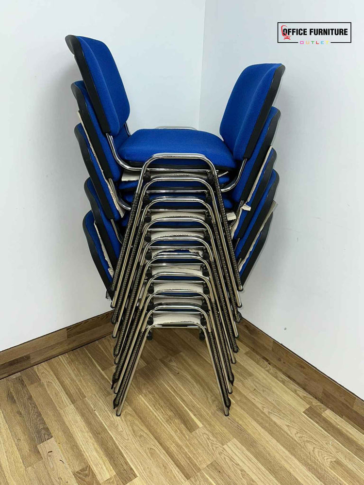 Club Stacking Chairs - Blue With Chrome Legs