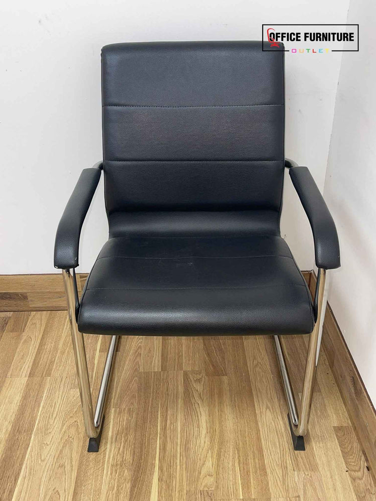 Faux Leather Cantilever Chairs Available in Black and White